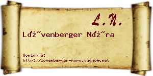 Lövenberger Nóra névjegykártya